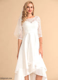 Wedding Dresses Neck Dress A-Line Scoop Asymmetrical Gracie Satin Wedding Lace