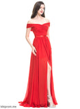 Neckline Fabric Silhouette SweepTrain Pleated Off-the-Shoulder Embellishment Length A-Line Catherine Bridesmaid Dresses
