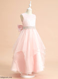 Flower Ball-Gown/Princess Beading/Bow(s) Ankle-length Sleeveless Organza/Lace Girl Scoop With Neck - Lydia Flower Girl Dresses Dress
