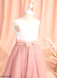 - Tulle Flower Girl Dresses Girl With Short Flower Sash/Bow(s)/V Nydia Dress Sleeves Ball-Gown/Princess Back Floor-length V-neck