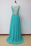 Scoop A Line Exquisite Chiffon Beading Prom Dresses PHCS9FEX