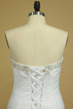 2024 Plus Size Sweetheart Wedding Dresses Ruched Bodice Organza With PCFDNGPM