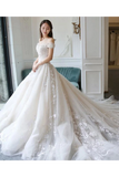 Ball Gown Off The Shoulder Appliques Wedding Dresses Ivory Bridal STFPAQ8752B
