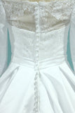 2024 Boat Neck Wedding Dresses Mid-Length Sleeves Satin P62F99QB
