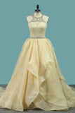 2024 Organza A Line Scoop Wedding Dresses With Beading PG6T46B4