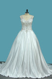 2024 A Line Wedding Dresses Satin V Neck With Beading P4RSPK7G