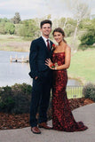 Sexy Mermaid Sequins Burgundy Long Prom Dresses, Cheap Evening Dresses STF15341