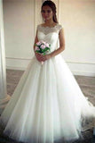 Elegant Ivory Lace Tulle Long Ball Gown Wedding Dresss Charming PHKY7Y33