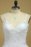Wedding Dresses Spaghetti Straps Tulle With Applique And STFPFGDEMAQ