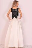2024 A Line Scoop Satin Prom Dresses With Sequins&Bow PCCAGME6