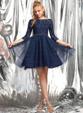 With A-Line Prom Dresses Short/Mini Scoop Beading Arianna Tulle