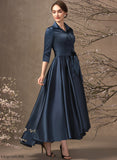 A-Line Dress Pockets the Asymmetrical Bow(s) Bride Mother Annabella Satin Mother of the Bride Dresses of V-neck With