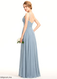 Silhouette Floor-Length Length Pockets Ruffle Embellishment V-neck A-Line Neckline Fabric America Bridesmaid Dresses