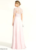 Neck Prom Dresses Floor-Length Precious A-Line With Lace Sequins High Chiffon