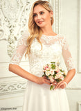 A-Line With Asymmetrical Lace Wedding Dresses Beading Chiffon Tanya Sequins Wedding Dress Scoop