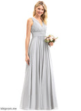 Embellishment Floor-Length Silhouette Ruffle Fabric Pockets Bow(s) A-Line Length Neckline V-neck Abbigail Bridesmaid Dresses