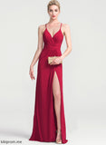 With Floor-Length Jersey V-neck Giana Sheath/Column Pleated Prom Dresses