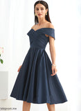 With Cocktail Dresses Off-the-Shoulder Satin Cocktail Rachael A-Line Knee-Length Dress Pockets