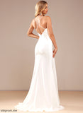 Hedda V-neck Train Wedding Wedding Dresses Trumpet/Mermaid Dress Lace Sweep With Chiffon