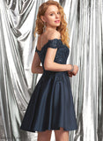 Janey Satin Prom Dresses Short/Mini Off-the-Shoulder A-Line