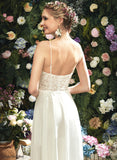 Wedding Lace Chiffon Front With Split Floor-Length V-neck A-Line Lace Dress Wedding Dresses Ariana