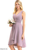 Length V-neck Silhouette Fabric Ruffle Embellishment Asymmetrical Neckline A-Line Rhianna Bridesmaid Dresses