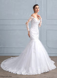 Wedding Dresses Lace With Train Tulle Wedding Janiya Dress Sequins Trumpet/Mermaid Beading Chapel