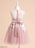 - Bow(s) With V-neck Sleeveless Flower Jordan Dress Knee-length Flower Girl Dresses Girl A-Line Tulle/Lace