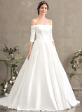 Wedding Wedding Dresses Train Satin Ball-Gown/Princess Joselyn Court Dress