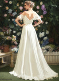 With Court Organza Wedding Cold Shoulder Gianna Ruffle Train A-Line Beading Wedding Dresses Dress Sequins