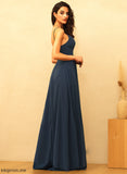Ashley Floor-Length A-Line V-neck Prom Dresses With Chiffon Pleated