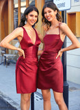 Square Nell Bodycon Club Dresses Satin Neckline Homecoming Short/Mini Dress