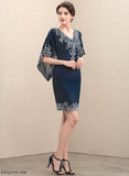 Daniella of Mother of the Bride Dresses Mother V-neck Dress Sequins the Bride Sheath/Column Chiffon With Lace Knee-Length