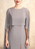 Scoop Mother Dress the Front With Sheath/Column Neck Split Haylee Chiffon of Mother of the Bride Dresses Bride Train Sweep