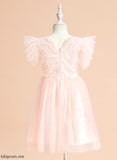 Sleeveless Tamara A-Line Neck Dress Girl Satin/Tulle Knee-length - Scoop Flower Girl Dresses Lace Flower With