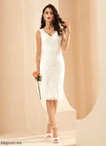 Wedding Lace Dress V-neck Wedding Dresses Sheath/Column Moriah Knee-Length