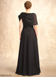 Mother of Ruffle Floor-Length Chiffon Miah Mother of the Bride Dresses Bride Neck Dress With Scoop the A-Line Beading