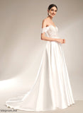 Wedding Dresses Train Lace With Cindy Sequins Dress Sweetheart Satin Ball-Gown/Princess Wedding Chapel