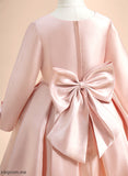 Girl With Scoop Bow(s) - Long Neck Flower Dress Isla A-Line Sleeves Knee-length Flower Girl Dresses