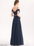 Shoulder Amelia Pleated Sequins With Beading Prom Dresses A-Line Floor-Length Cold Chiffon V-neck