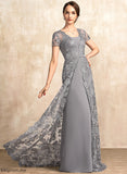Sweep A-Line Dress Lace the Mother of the Bride Dresses Chiffon Train Mother Luz Square Neckline Bride of