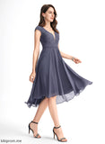 Pleated Harmony V-neck Asymmetrical Dress Cocktail Cocktail Dresses Lace Chiffon A-Line With