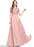 Scoop Prom Dresses With Lace Floor-Length A-Line Joanna Chiffon Sequins