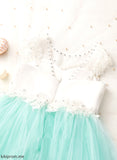 With Back Sleeveless Scoop Floor-length Girl Dress Flower Girl Dresses Lace/Beading/Bow(s)/V Tulle Ball-Gown/Princess Flower - Kathryn Neck