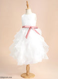 - Sleeveless Dress With Neck Summer Ball-Gown/Princess Flower Tea-length Flower Girl Dresses Scoop Organza Girl Lace/Sash