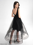 Sequins Dress Lace Asymmetrical Makenzie Cocktail Dresses A-Line V-neck Tulle Cocktail With