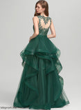 Ball-Gown/Princess Cloe Prom Dresses Floor-Length Tulle Illusion Lace Scoop