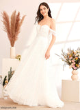 Wedding With Off-the-Shoulder Sequins Dress Hadley A-Line Sweep Wedding Dresses Train