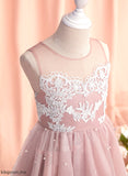- Justine Neck Lace/Beading Tulle Sleeveless Scoop With Dress Girl A-Line Flower Flower Girl Dresses Knee-length