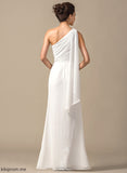 Silhouette Neckline Fabric Sheath/Column Floor-Length One-Shoulder Length Embellishment Ruffle Mignon Bridesmaid Dresses